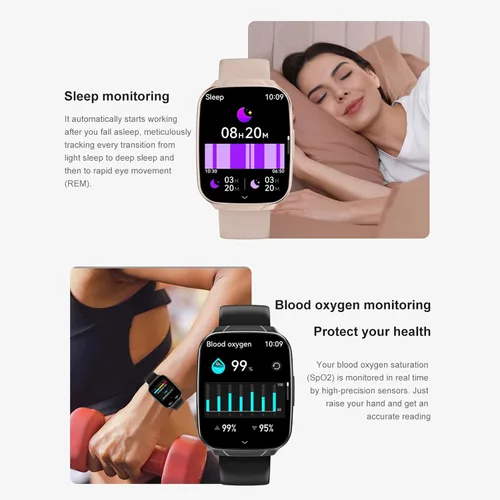 Miniatura 3 de Reloj inteligente para hombres y mujeres, pantalla táctil HD de 1.83 pulgadas, rastreador de actividad física con llamadas y mensajes Bluetooth
