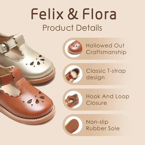 Miniatura 4 de Felix & Flora - Zapatos planos de vestir estilo Mary Jane para niña pequeña, zapatillas de ballet para niña, zapatos para fiestas y escuela