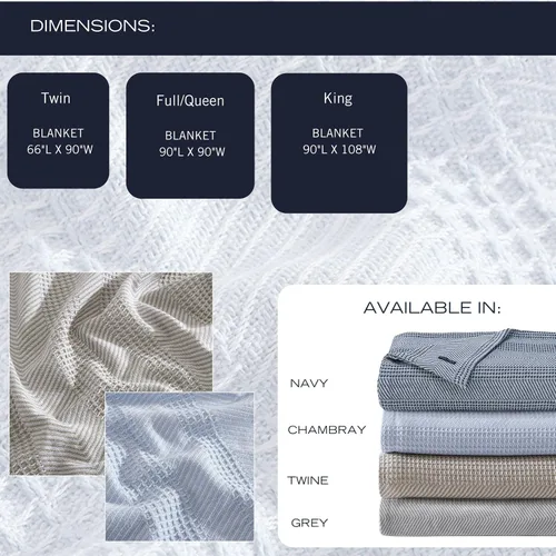 Miniatura 7 de Nautica - Manta individual, ropa de cama de algodón suave, peso medio para todas las estaciones (marrón claro Chevron, individual)