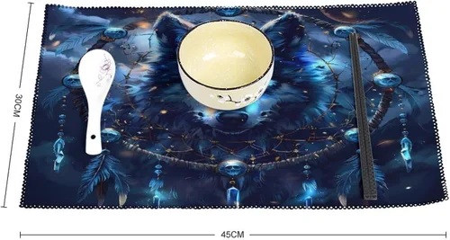 Miniatura 2 de Wolf Dream Catcher Placemats Set of 6 Resistant Table Mats Washable Place Mats for Dinner Party Table Decoration