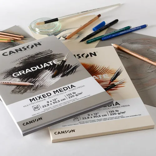 Miniatura 2 de Canson Graduate - Bloc de medios mixtos en tono gris, plegable, 11 x 14 pulgadas, 20 hojas Papel de artista para adultos y estudiantes, acuarelas