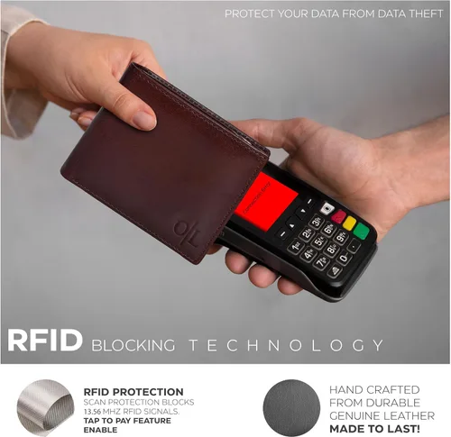Miniatura 3 de Carteras RFID delgadas para hombres - Cartera de bolsillo frontal de piel genuina