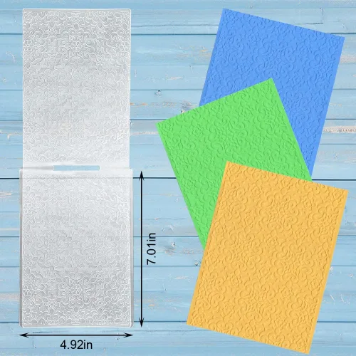 Miniatura 2 de ALIBBON Carpetas de plástico con fondo de flores para hacer tarjetas, carpetas de estampado con marco de flores para álbumes de recortes, carpetas