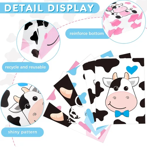 Miniatura 3 de Leinuosen Paquete de 24 bolsas de golosinas con estampado de vaca, bolsas de regalo de fiesta de vacas para niños, cajas de regalos con temática
