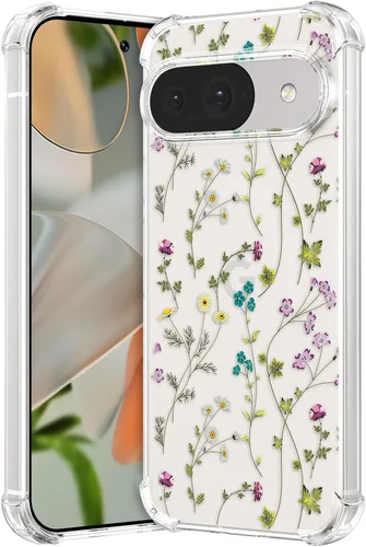 Miniatura 15 de RALEAVO - Funda floral para Google Pixel 7a, funda transparente con hojas y flores, diseño delgado y lindo para niñas y mujeres, cubierta de Verde