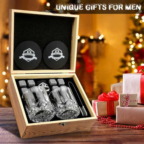 Miniatura 6 de Juego de 2 vasos de whisky, piedras de whisky, rocas de whisky escalofriantes, regalos de whisky escocés para hombres, regalos de cumpleaños