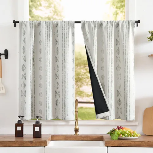 Miniatura 26 de Jinchan - Cortinas opacas del 95% para cocina estilo boho, cortinas de 24 pulgadas para cafetería, cortinas pequeñas estilo bohemio para dormitorio
