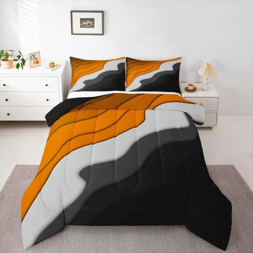 Miniatura 29 de Erosebridal Juego de edredón a rayas azules, juego de ropa de cama tamaño King, juego de ropa de cama moderno minimalista y colecciones con temática