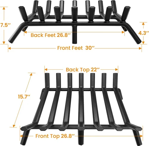 Miniatura 2 de Rejilla de hierro forjado para chimenea de interior de 3/4 pulgadas de acero macizo para uso en exteriores. Herramientas para crear un fuego