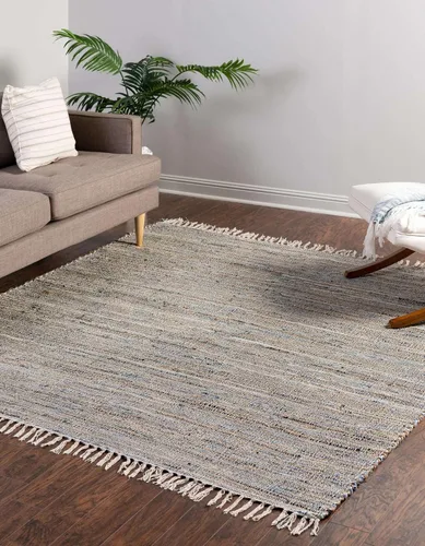 Miniatura 4 de Unique Loom Chindi Jute Collection - Alfombra cuadrada de 7 pies y 1 pulgada, color azul marino