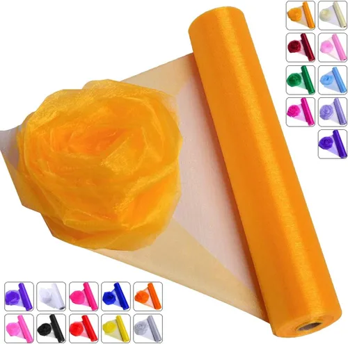 Miniatura 23 de Tela de Organza de Cristal Tul - 16" por 50 Yardas Tela Transparente para Decoración de Fiestas de Boda Despedida de Soltera Tutú Rollo de Malla
