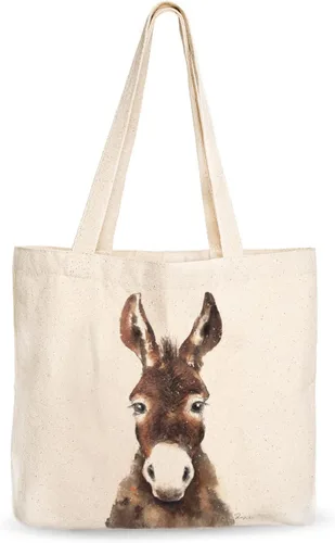 Miniatura 9 de Bolsa de lona, diseño animal, refuerzo resistente, 100% algodón natural, para compras, comestibles, computadora portátil., XL, Bolso grande de lona