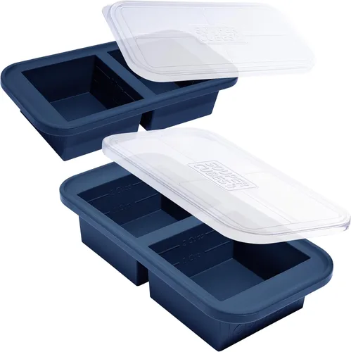 Miniatura 11 de Souper Cubes Bandeja de silicona para congelador de 2 tazas con tapa, perfecta para almacenar lasaña, sobras, salsas, comidas en porciones y más