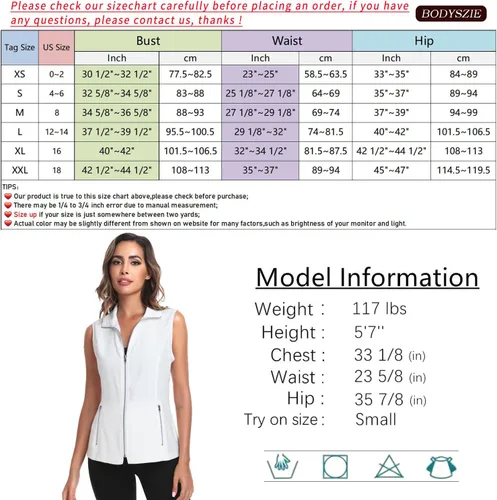 Miniatura 4 de MISS MOLY Chalecos para mujer, estilo casual, ligero, con cremallera completa, chaleco militar sin mangas, para golf, con bolsillos