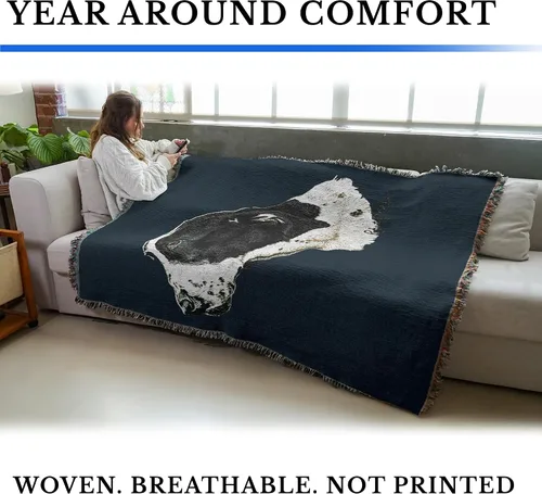 Miniatura 3 de Pure Country Weavers Robert May - Manta de punto alemán de pelo corto, color negro, azul BG, manta de tapiz de algodón, fabricada en los Estados