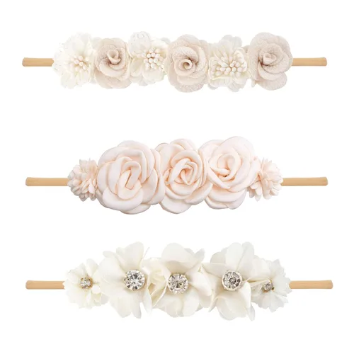 Miniatura 9 de Diadema floral de nailon para bebé, 3 piezas, accesorios para el cabello, regalo para niñas (31#)