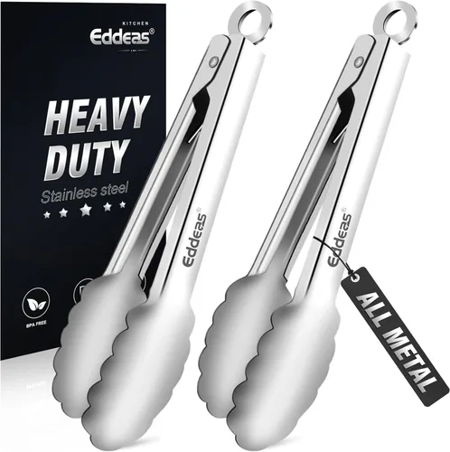 Miniatura 12 de Pinzas para cocinar – Pinzas de cocina de acero inoxidable de 600 grados resistentes al calor, pinzas de bloqueo de metal resistente, perfectas