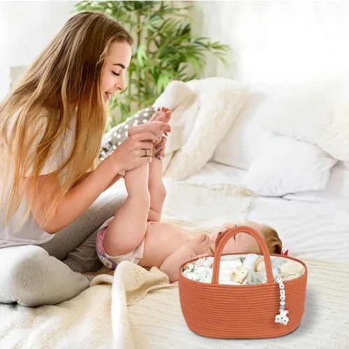 Miniatura 4 de XUANGUO Organizador Grande de Pañales para Bebé con Cuerda para Niña o Niño, Cesta de Almacenamiento para Guardería, Porta pañales Portátil, Bolsa