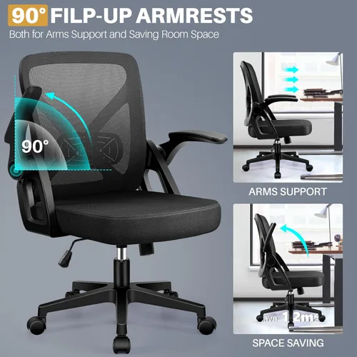 Miniatura 8 de FelixKing Silla de oficina – Silla de escritorio ergonómica de malla transpirable con ruedas y soporte lumbar, sillas de oficina con reposabrazos
