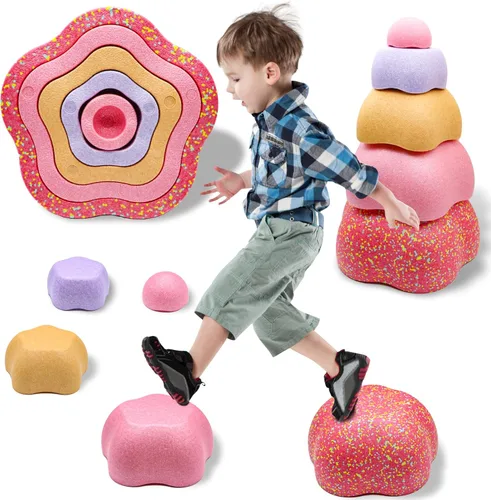 Piedras de equilibrio para niños, pétalos de espuma súper ligeros seguros para bebés, para equilibrio sensorial, piedras para niños pequeños de 1 a