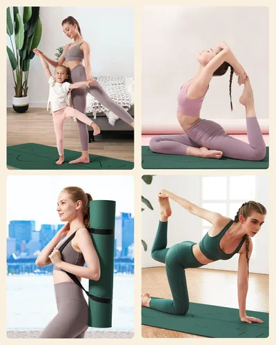 Miniatura 8 de YOTTOY Esterilla de Yoga, 72"x 32"x1/3" Extra Ancha Antideslizante para Ejercicio Fitness Yoga, Esterillas Ecológicas de TPE para Ejercicio