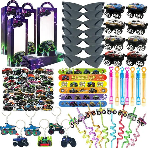 Miniatura 8 de 110 piezas de regalos de fiesta de videojuegos, suministros para fiesta de cumpleaños con pajitas reutilizables para beber, llaveros, cajas