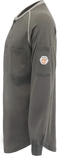Miniatura 99 de KONRECO Camisas FR para hombre resistentes al fuego/ignífugo CAT2 7oz algodón dos tonos y camisa Henley