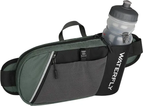 Miniatura 7 de WATERFLY Cangurera con soporte para botella de agua: Riñonera de senderismo con correa para mujeres y hombres, paquete de hidratación para la cadera