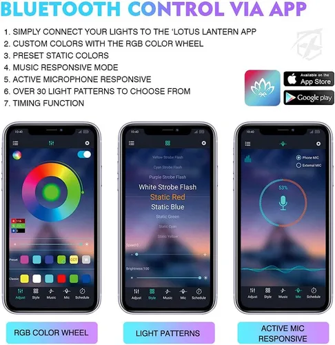 Miniatura 6 de Xprite Luces interiores de auto RGB mejoradas de 144 LED con control de aplicación inteligente/control remoto inalámbrico, modo de sincronización