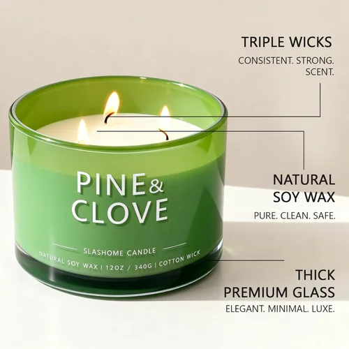 Miniatura 5 de Velas con aroma a pino y clavo, velas para el hogar, velas de lujo de soja de 12 onzas, 50 horas de tiempo de combustión de larga duración, regalos
