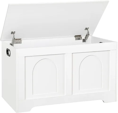 Miniatura 19 de DINZI LVJ Baúl de almacenamiento, caja de juguetes de madera de 39.4 pulgadas con 2 bisagras de seguridad, banco de zapatos de entrada con tapa