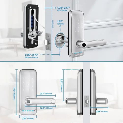 Miniatura 8 de Cerradura de puerta inteligente con teclado con asa: cerradura inteligente de entrada sin llave Kucacci para puerta delantera, código electrónico