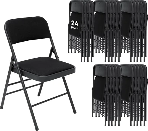 Miniatura 13 de Juego de 4 sillas plegables de tela con cojín acolchado y respaldo, asiento plegable para interiores y exteriores con marco de acero para el hogar