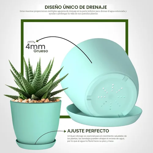 Miniatura 3 de Utopia Home - Macetas de Interior con Drenaje - Macetas de Flores de 7/6.6/6/5.3/4.8 Pulgadas para Plantas de Interior - Juego de 5 Macetas