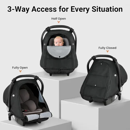 Miniatura 6 de Metplus Funda de asiento de automóvil de invierno para bebé, fundas impermeables para asiento de automóvil para bebé niño y niña, cubierta Negro
