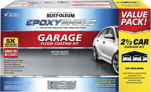 Miniatura 13 de Rust-Oleum 327081 EPOXYSHIELD - Kit de revestimiento de suelo de garaje, 1 coche, gris oscuro brillante