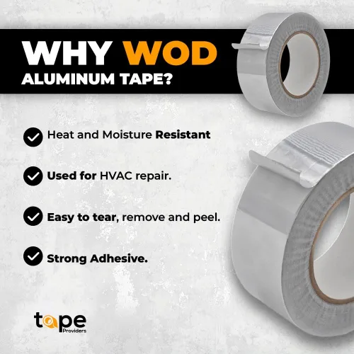 Miniatura 2 de WOD - Cinta selladora reflectante de protección térmica, ideal para HVAC, conductos, tuberías y aislamiento y reparación de metales y usos
