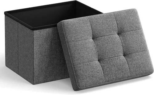 Miniatura 11 de SONGMICS Mazie Collection - Pequeña otomana plegable de almacenamiento, taburete reposapiés, 12.2 x 16.1 x 12.2 pulgadas, capacidad de carga de 286