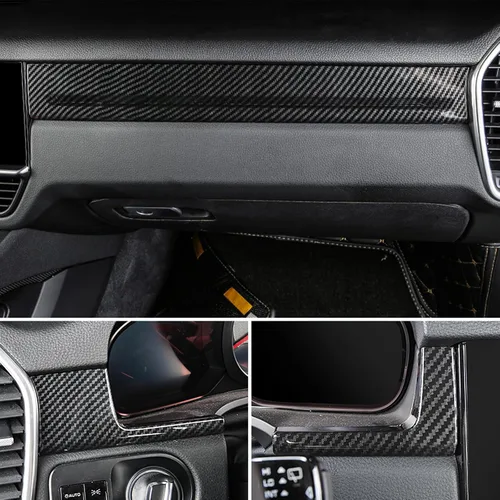 Miniatura 4 de Adhesivo para panel de tablero de consola central de automóvil para Porsche Cayenne 2018 2019 2020 2021 (grano de carbono)
