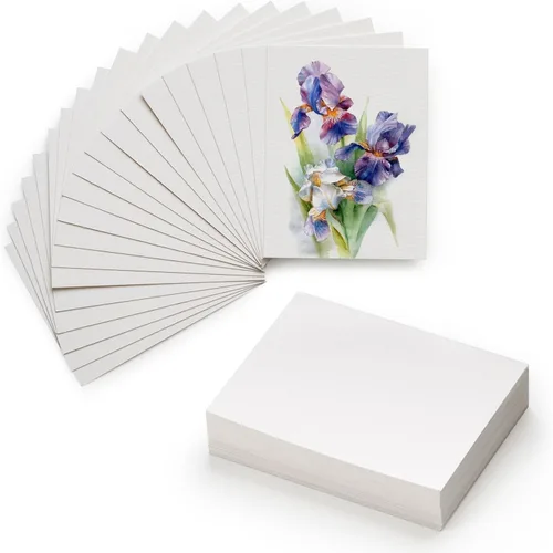 MEEDEN Tarjetas de papel de acuarela en blanco de 4" x 3", 50 piezas de papel de acuarela mini prensado en frío a granel, 100% algodón para adultos