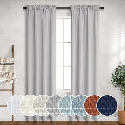 Miniatura 88 de Cortinas blancas puras de 38 pulgadas de ancho para dormitorio, juego de 2 paneles de cortinas de privacidad con bolsillo para barra, cortinas