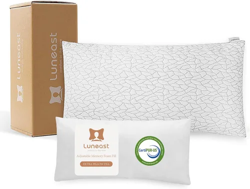 Miniatura 13 de Almohadas de espuma viscoelástica Luneast para dormir ajustable, transpirable, para dormir de lado, espalda y estómago, funda de almohada lavable