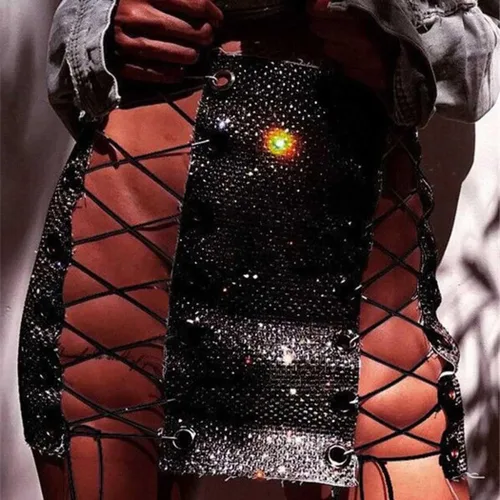 Miniatura 7 de Jemiwa Falda de cadera con diamantes de imitación brillantes para mujer