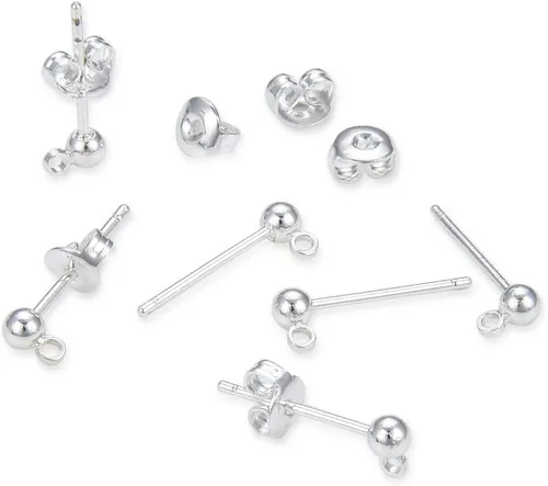 Miniatura 14 de Adabele 40 aretes hipoalergénicos de 0.157 in, anillo cerrado de bola de 0.157 in, 40 piezas en la parte trasera de tuerca chapada en oro amarillo