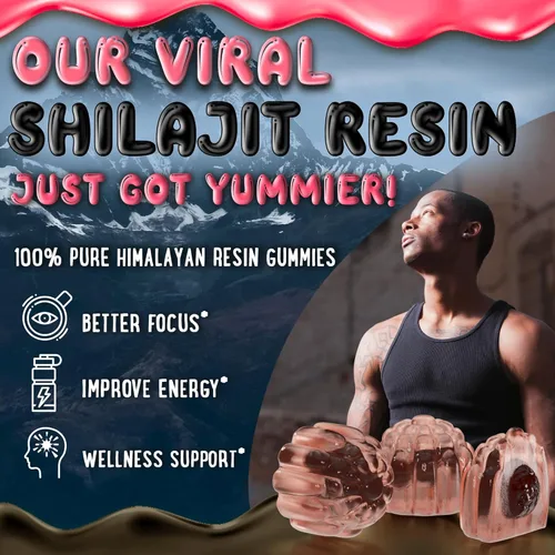 Miniatura 3 de OH MY CHEWY Gomitas puras de Shilajit del Himalaya, resina de grado dorado de alta potencia, refuerzo de energía y apoyo inmunológico para hombres