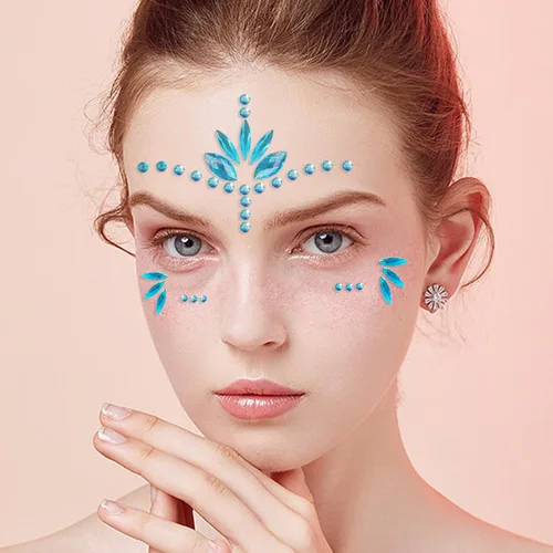Miniatura 6 de Gemas de cara de sirena, palo, joyas de Halloween, cuerpo y cara, joyas de gemas para festivales rave, tatuajes, purpurina autoadhesiva, cristales