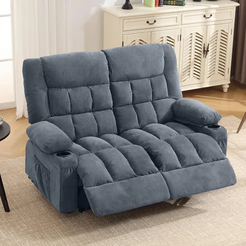 Miniatura 12 de Silla reclinable con portavasos para sala de estar, reclinable manual de tamaño grande con asiento individual, ergonómico, bolsillo lateral