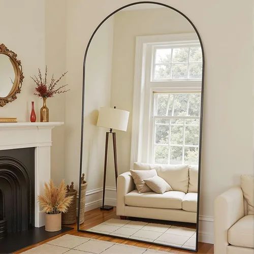 Miniatura 12 de Espejo Arqueado de Longitud Completa de 65''x22'' con Soporte, Espejo de Cuerpo Completo de Longitud Completa de Pie Independiente, Espejos