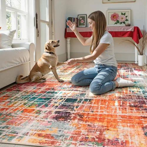 Miniatura 11 de Beeiva Alfombra de Pasillo Lavable Boho de 2 x 6 Pulgadas, Alfombras de Pasillo para Interiores Antideslizantes con Respaldo de Goma, Alfombra