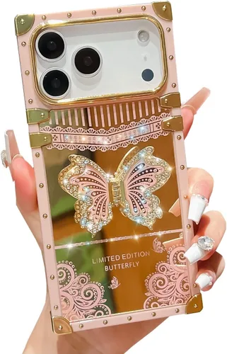 Miniatura 35 de Compatible con Funda Samsung Galaxy S22 Ultra, Diseño de Mariposa Brillante de Lujo con Soporte Plegable Kickstand para Mujeres y Niñas, Funda Rosa